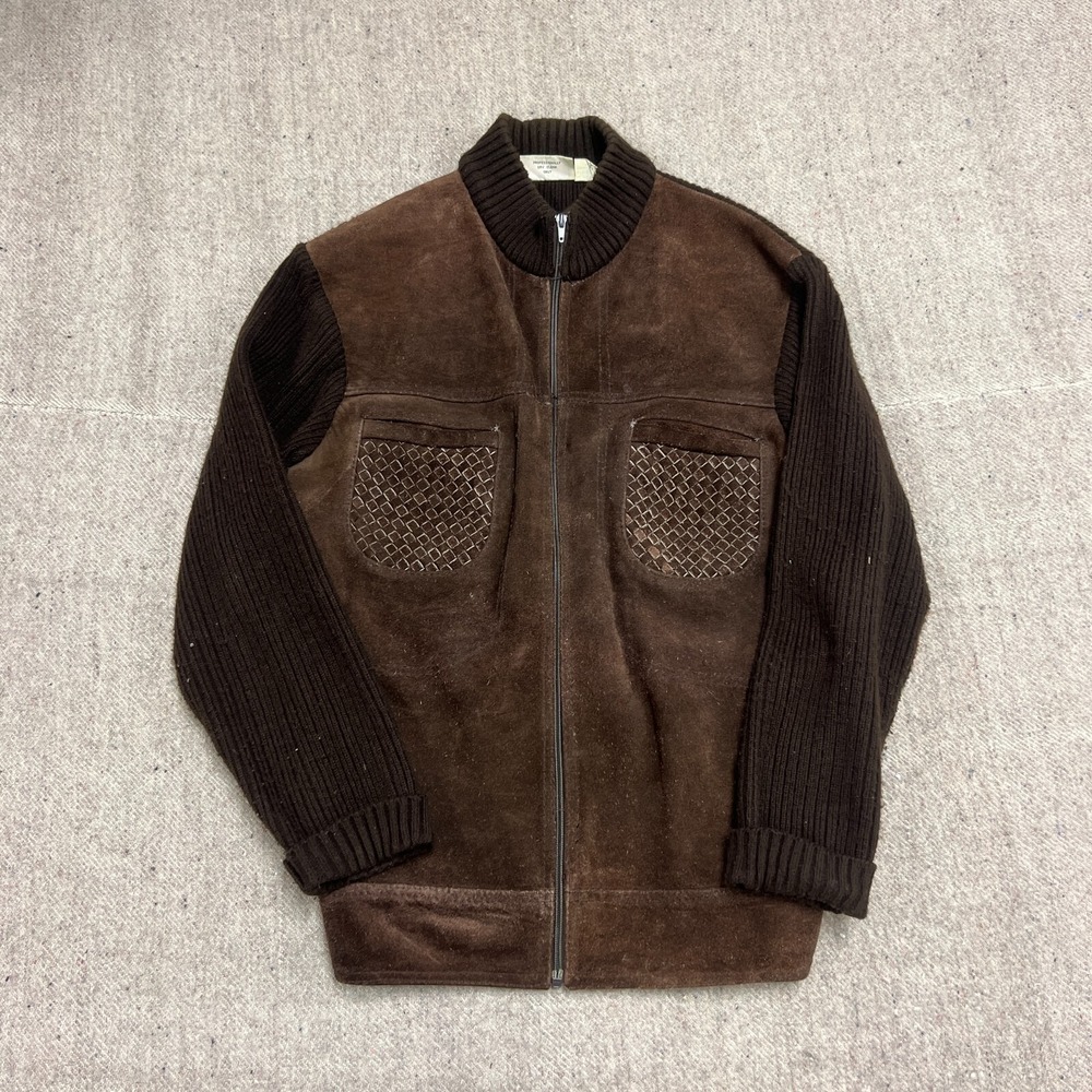 Vintage Landmark Sweater Medium Brown 1970s Suede